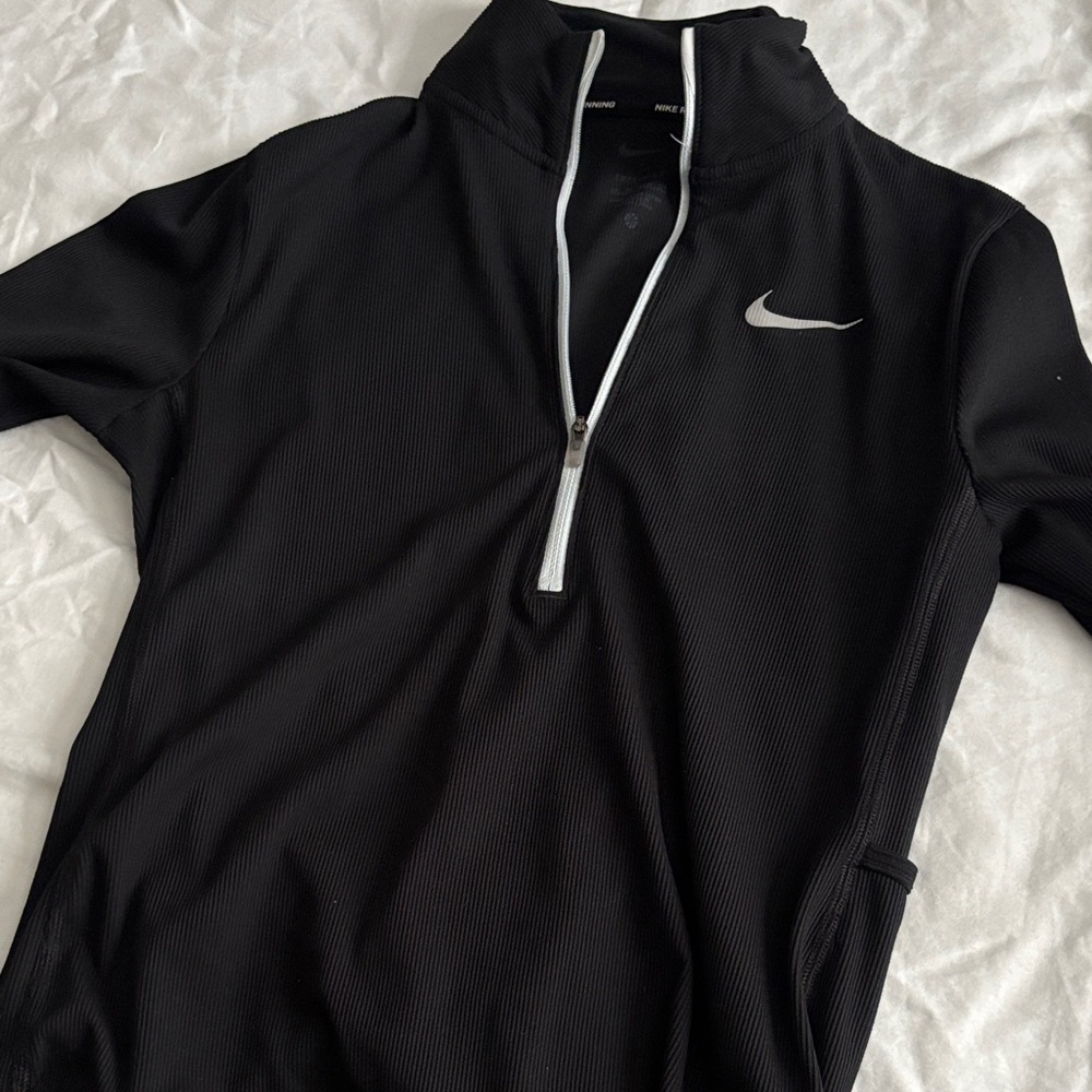 Nike Black and White Quarter-Zip Crop